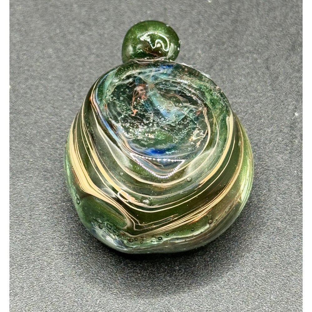 Lampwork Art Glass Round Green Swirl Galaxy Pendant